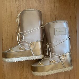 Salvatore Ferragamo Gold Moon Boots